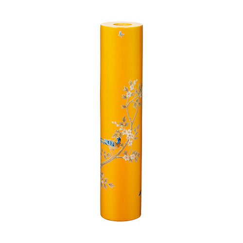 Addison Ross Lacquer Chinoiserie Candlestick 9.6" (Yellow)