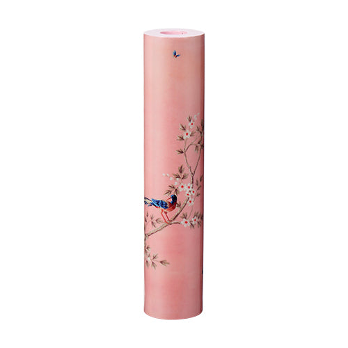 Addison Ross Lacquer Chinoiserie Candlestick 9.6" (Pink)