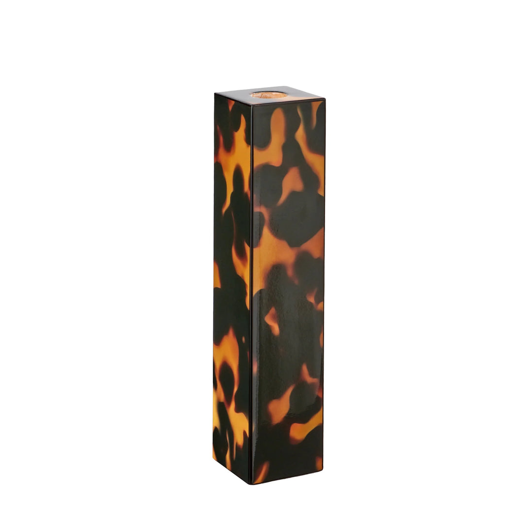 Addison Ross Faux Tortoiseshell Lacquer Tall Candlestick 9.5"