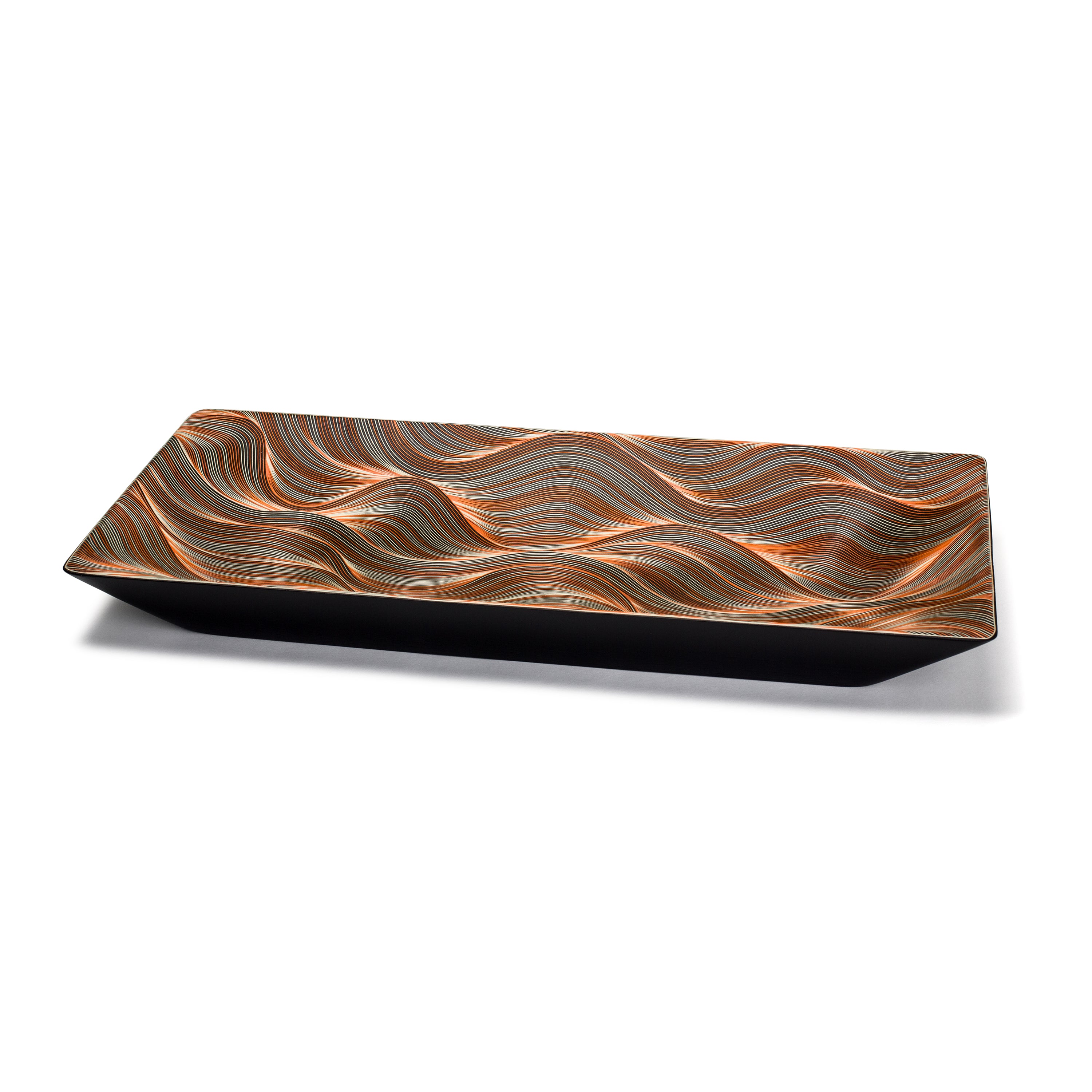 Ladorada Copper Waves Large Rectangular Split Straw Platter - Thumbnail 2