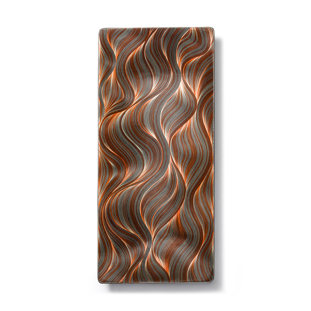 Ladorada Copper Waves Large Rectangular Split Straw 19x9" Platter