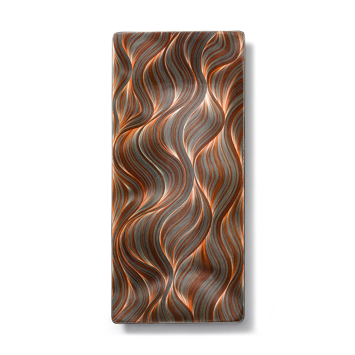 Ladorada Copper Waves Large Rectangular Split Straw 19x9" Platter