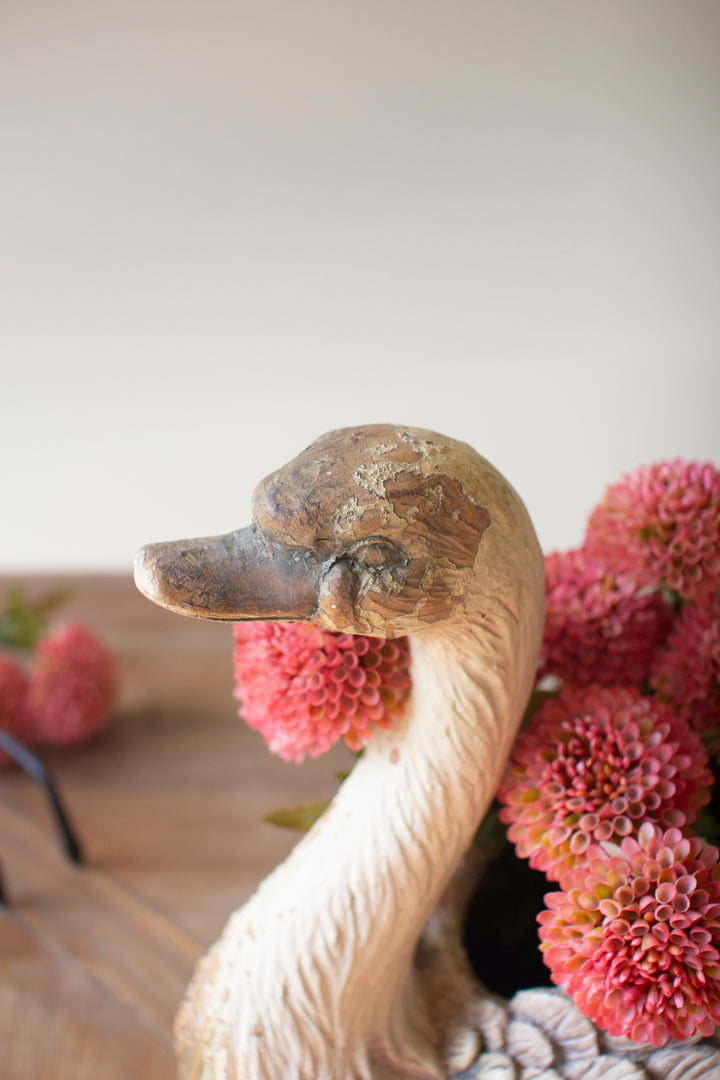 Faux Concrete Swan Planter