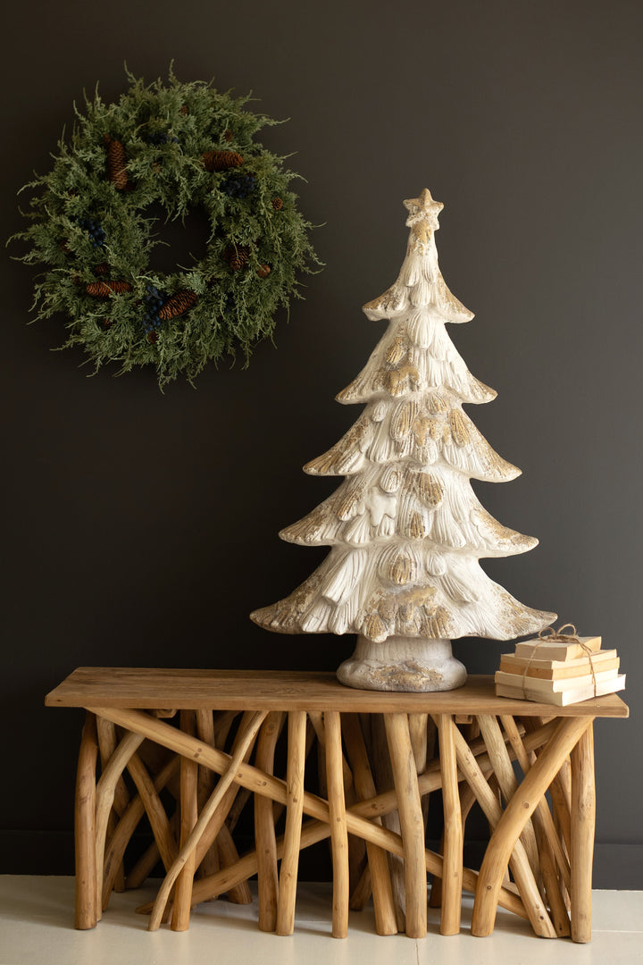 Antique White Faux Concrete Christmas Tree 39"T
