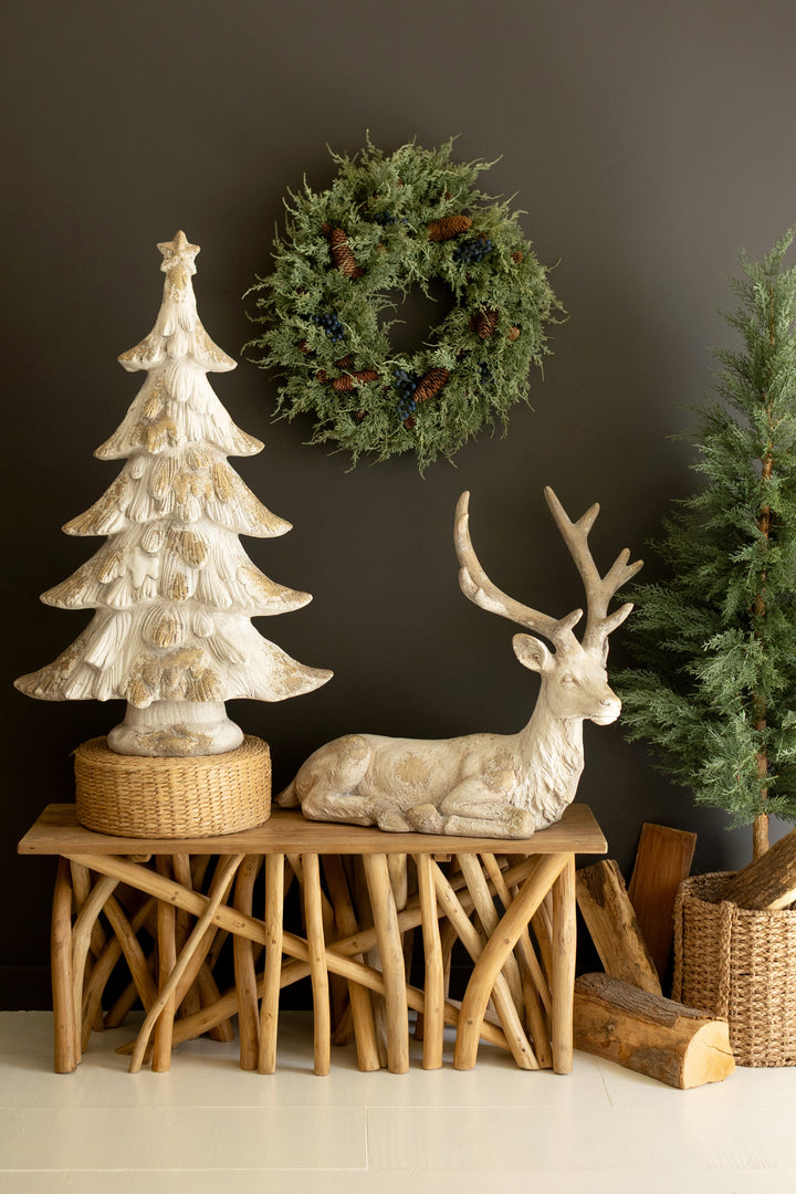Antique White Faux Concrete Christmas Tree 39"T
