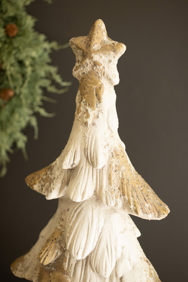 Antique White Faux Concrete Christmas Tree 39"T