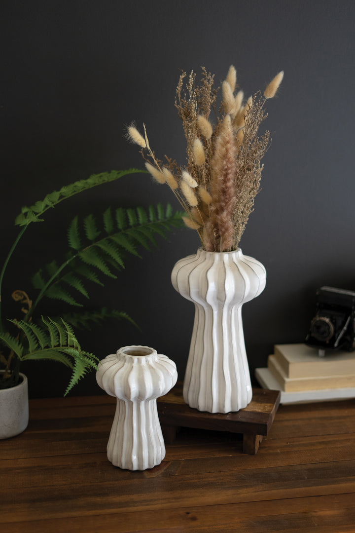 Set Of 2 Organic Ruffle Vases