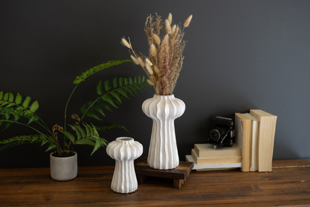 Set Of 2 Organic Ruffle Vases