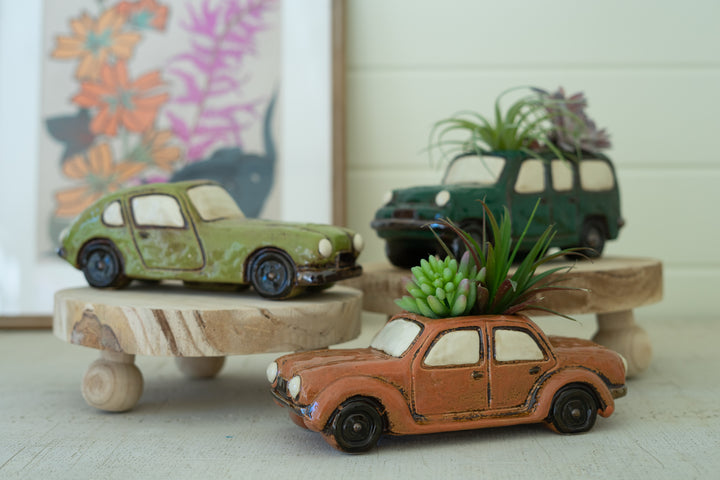 Set Of 3 Ceramic Cars Planters