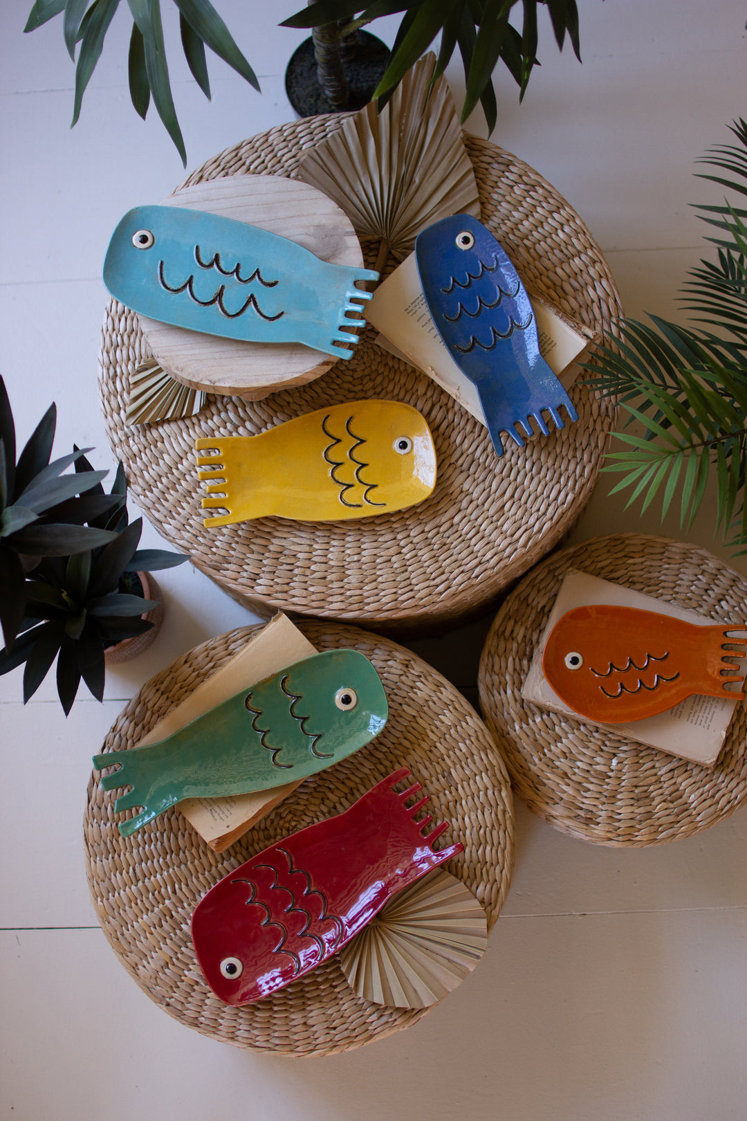 Set Of 6 Ceramic Fish Plates