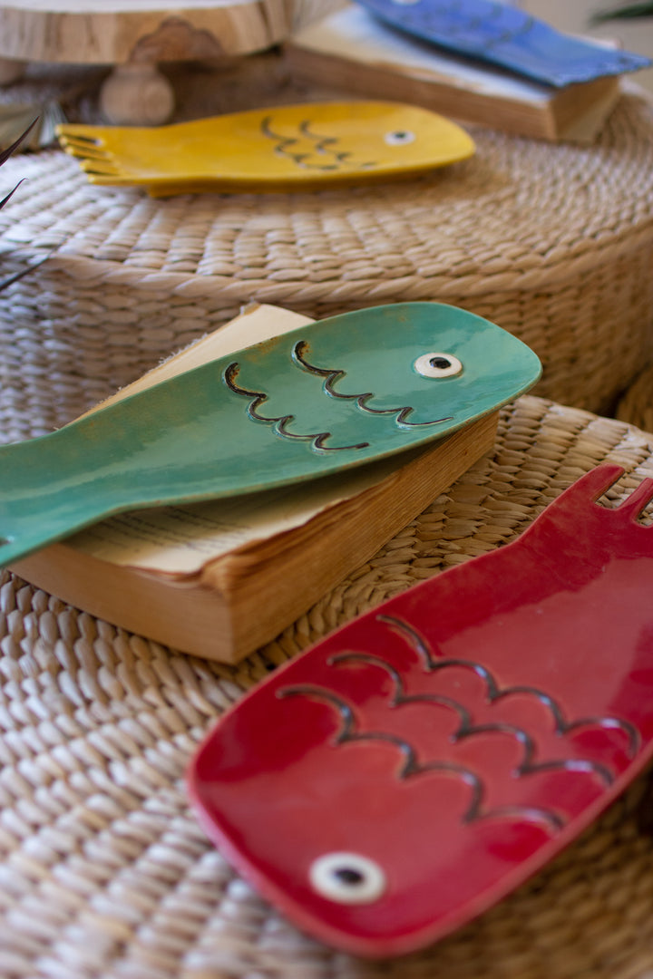 Set Of 6 Ceramic Fish Plates