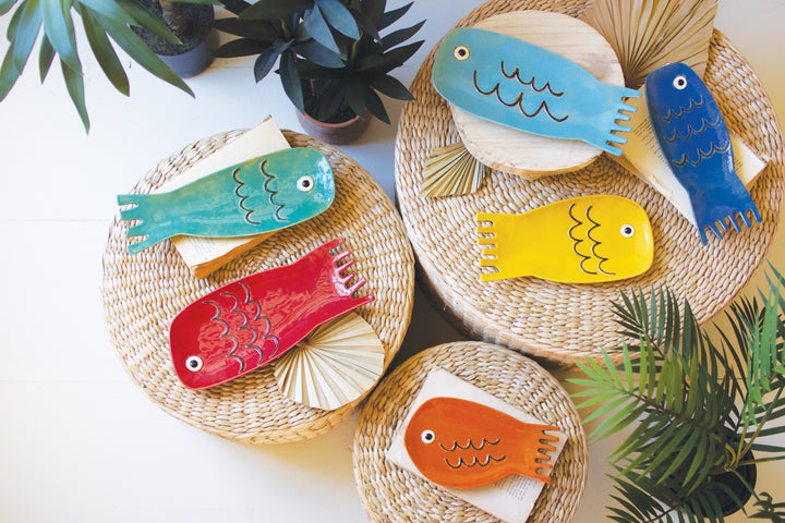 Set Of 6 Ceramic Fish Plates