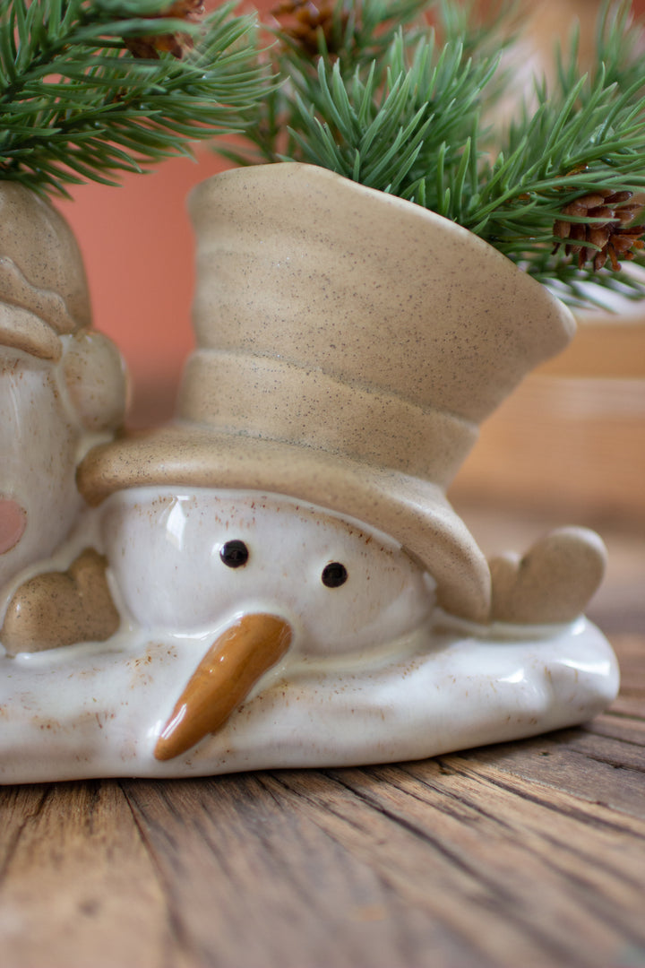 Ceramic Snowmen Planter