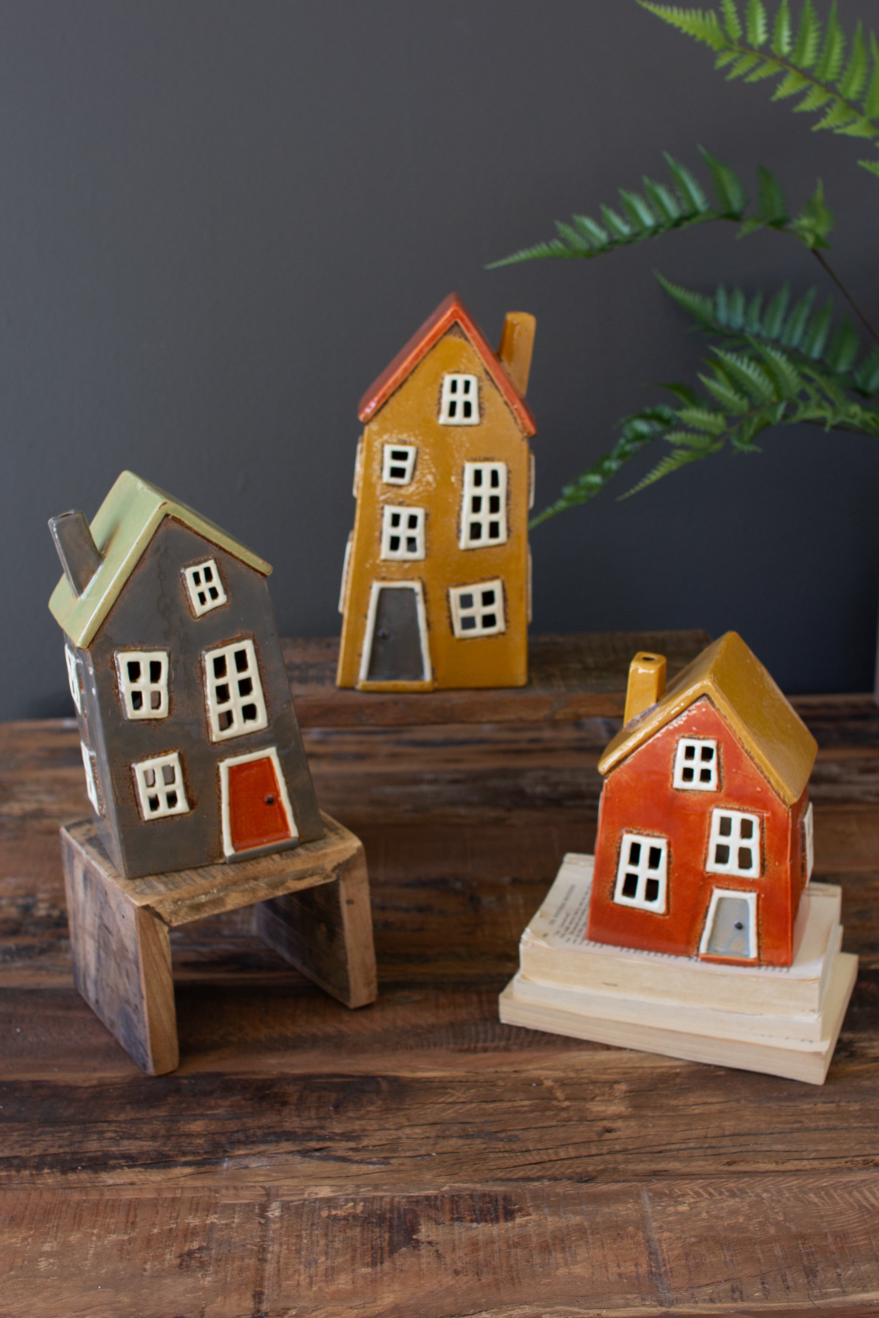 Set of 3 Wonky Ceramic Houses - Thumbnail 3