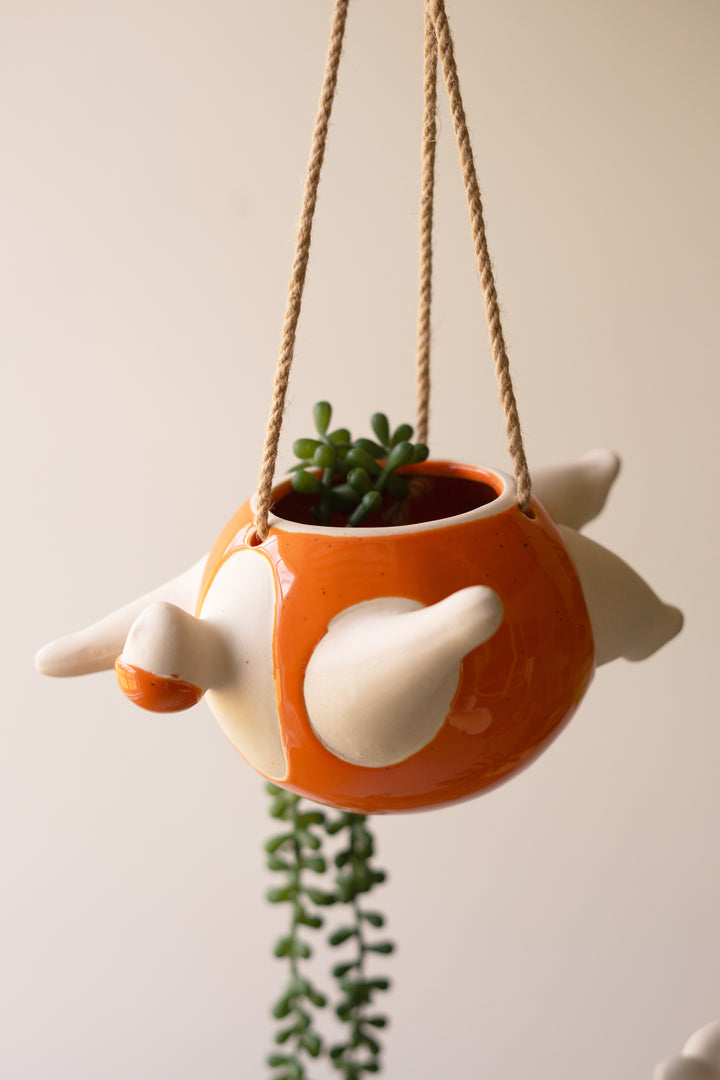 Set of 2 Hanging Ceramic Swimmers Planters