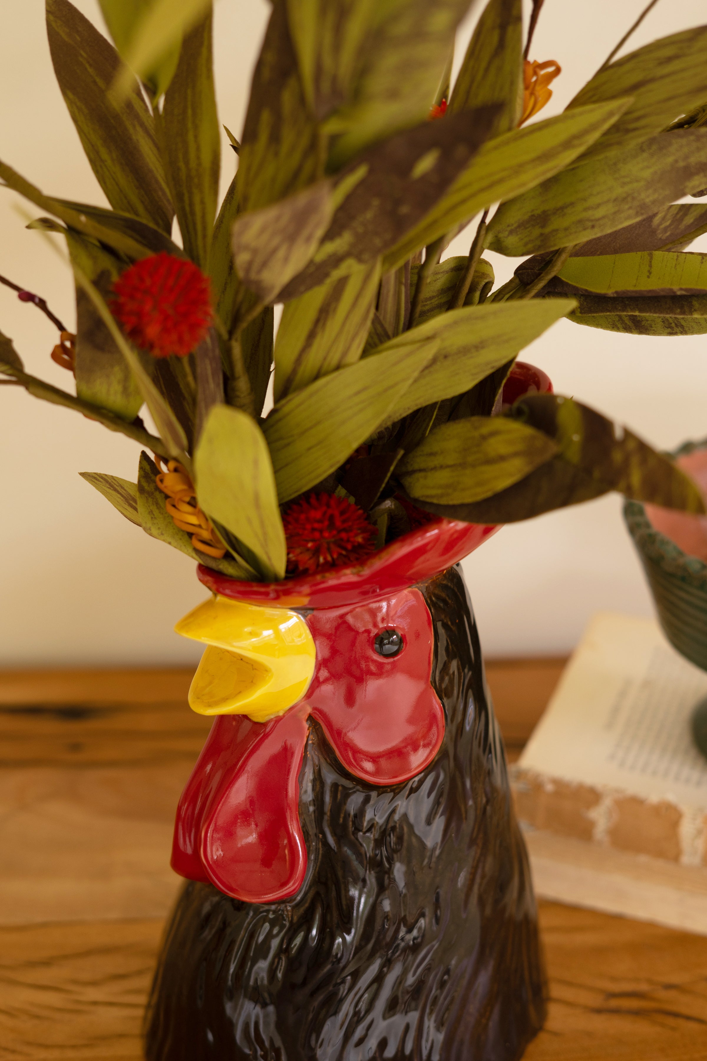 Ceramic Rooster Head Vase - Thumbnail 5