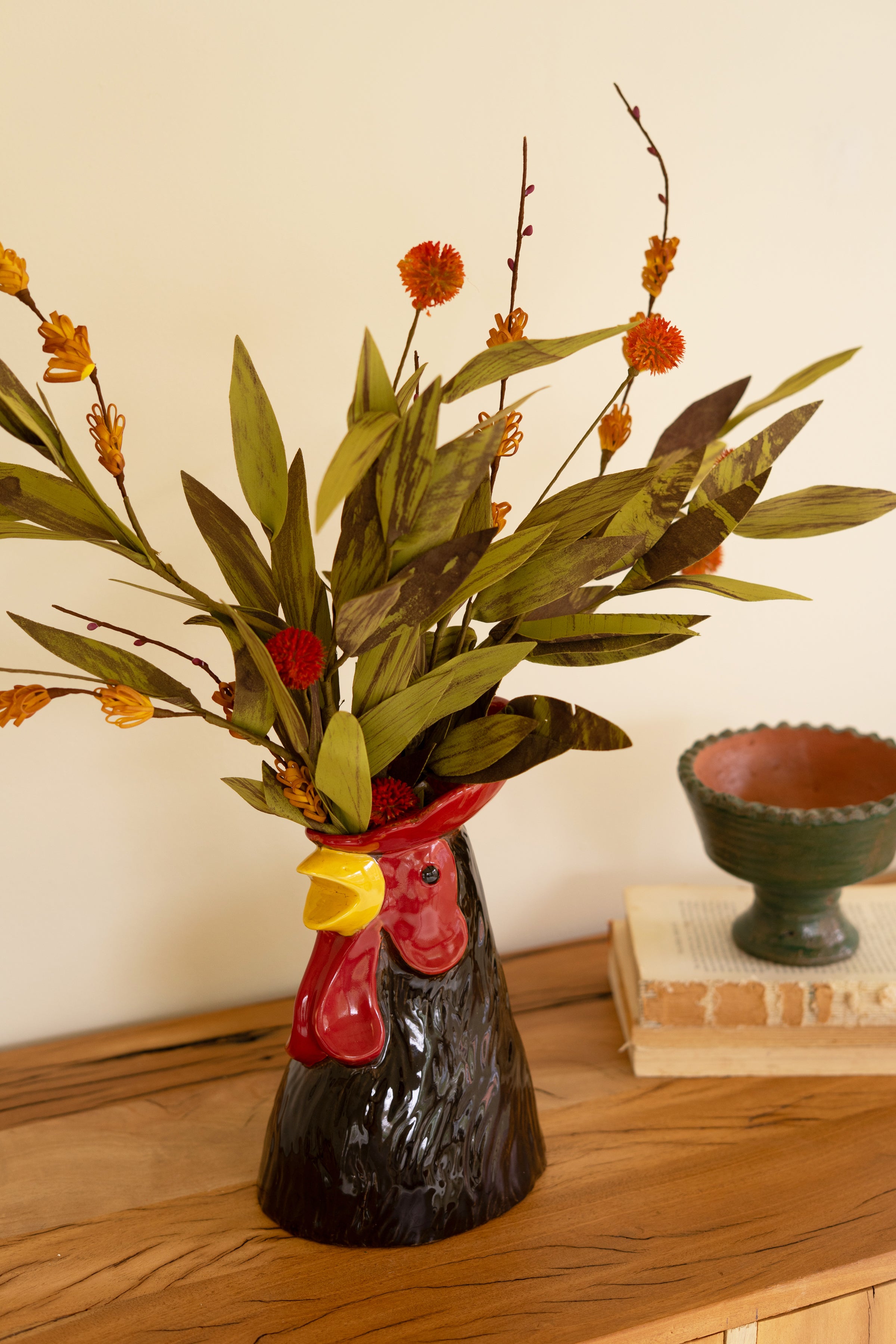 Ceramic Rooster Head Vase - Thumbnail 2
