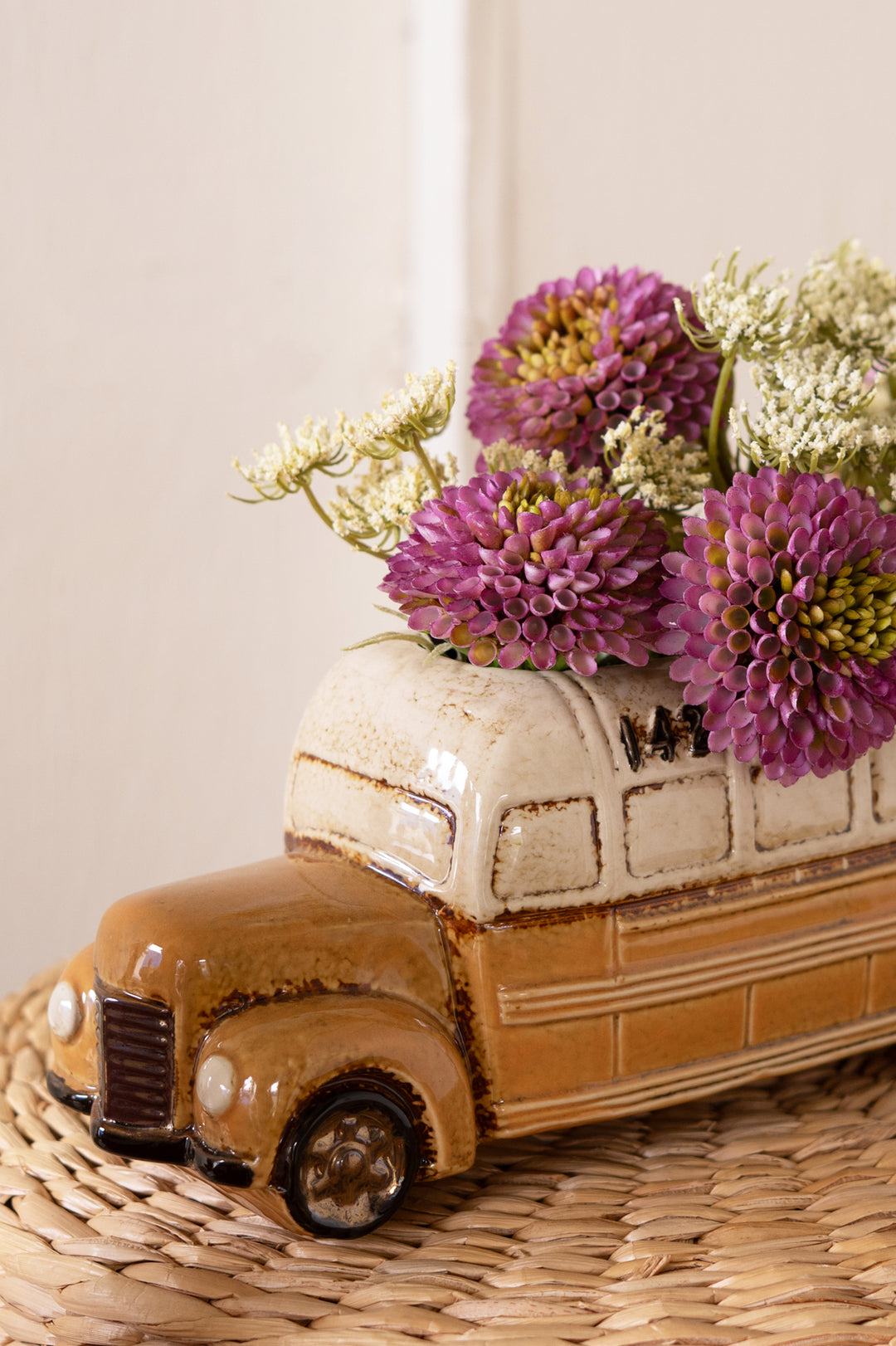 Ceramic Yellow School Bus Planter