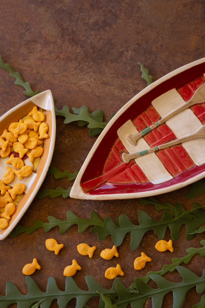 Set of 2 Ceramic Boat Platters