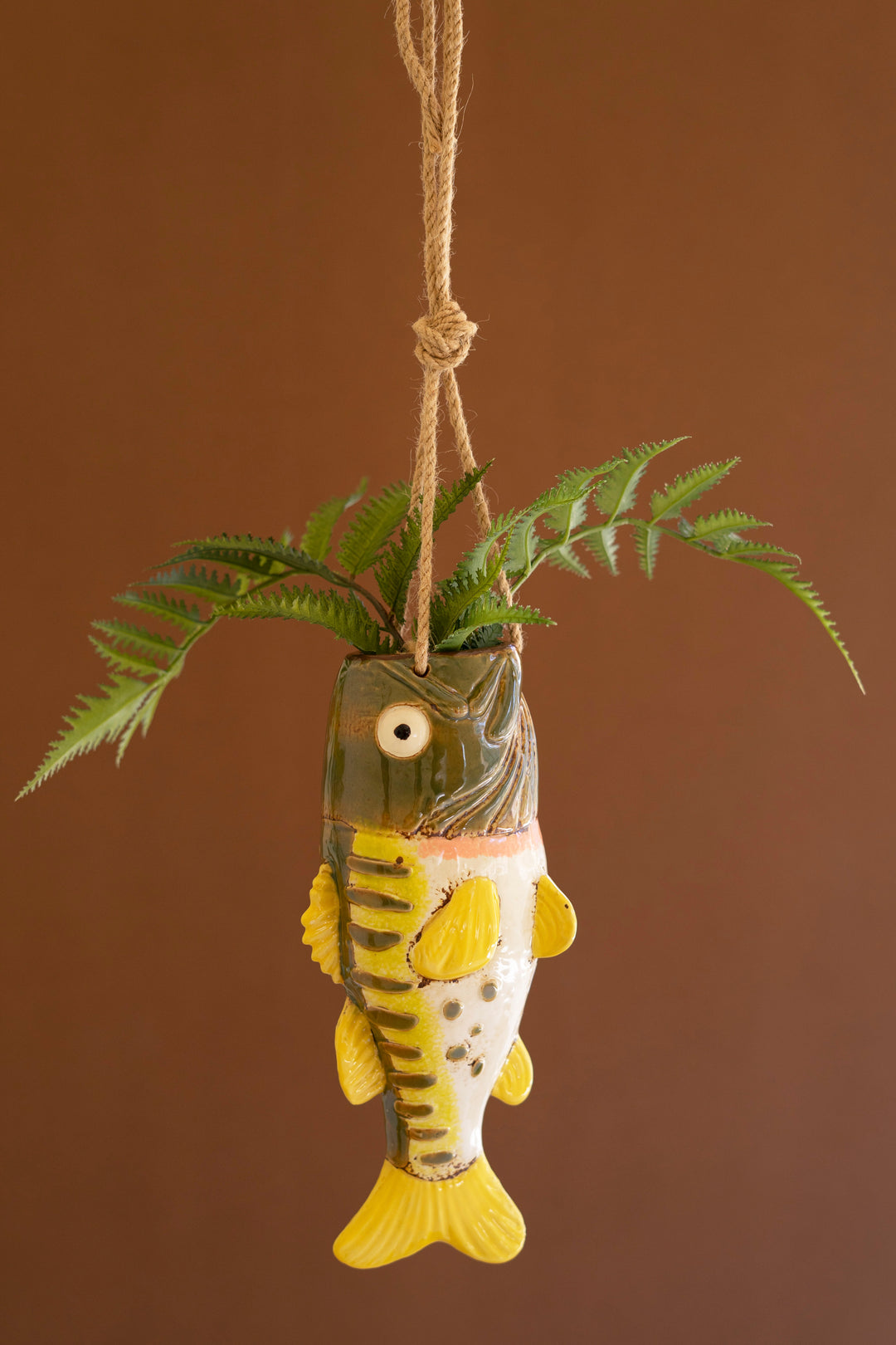 Ceramic Largemouth Bass Hanging Vase
