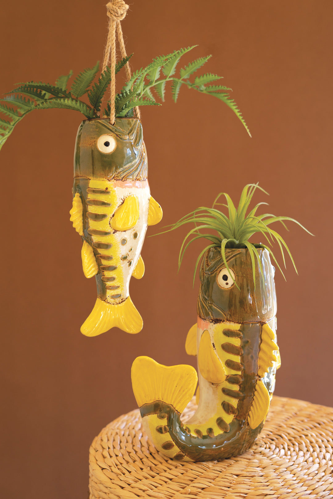 Ceramic Largemouth Bass Hanging Vase