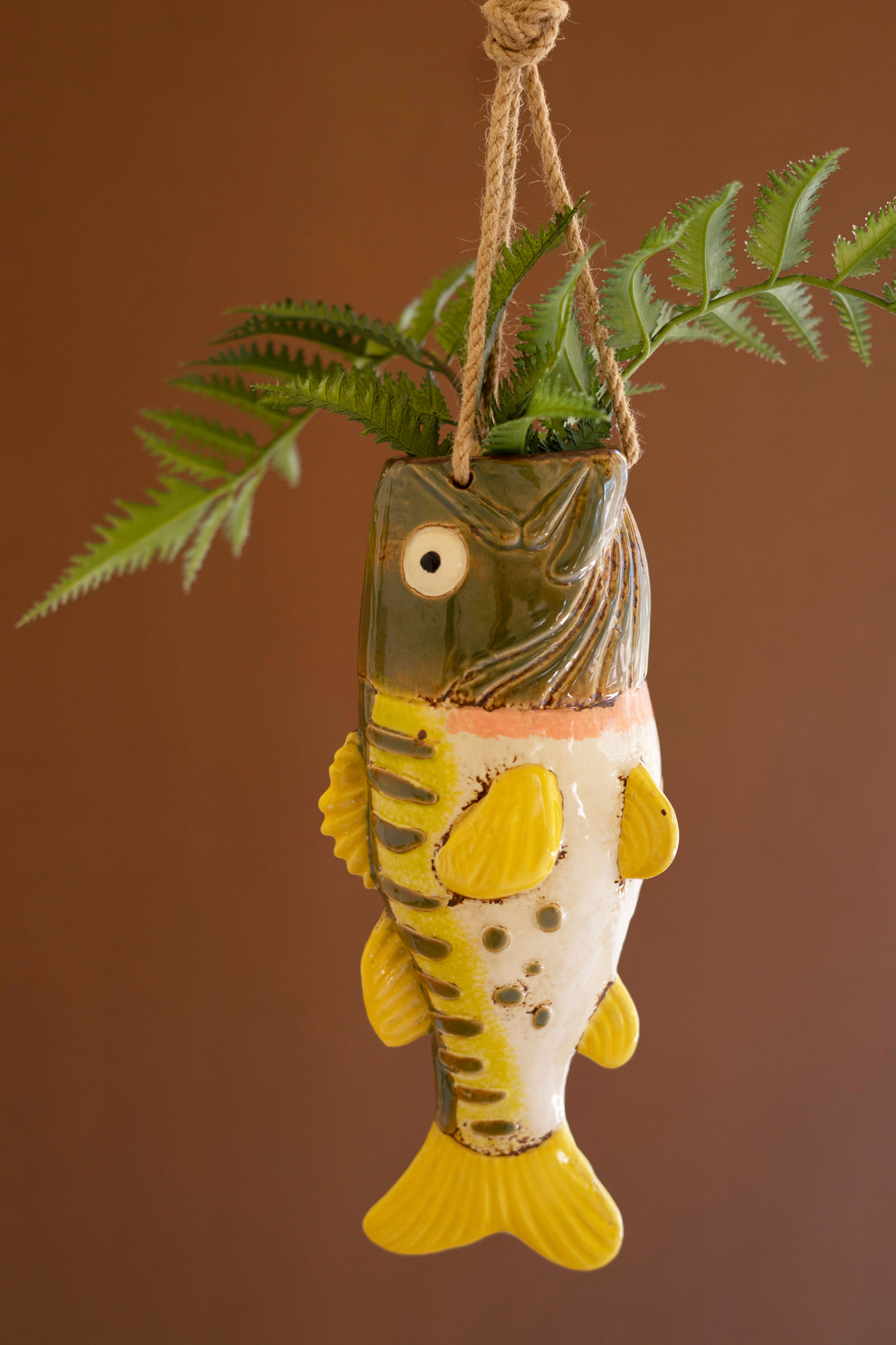 Ceramic Largemouth Bass Hanging Vase