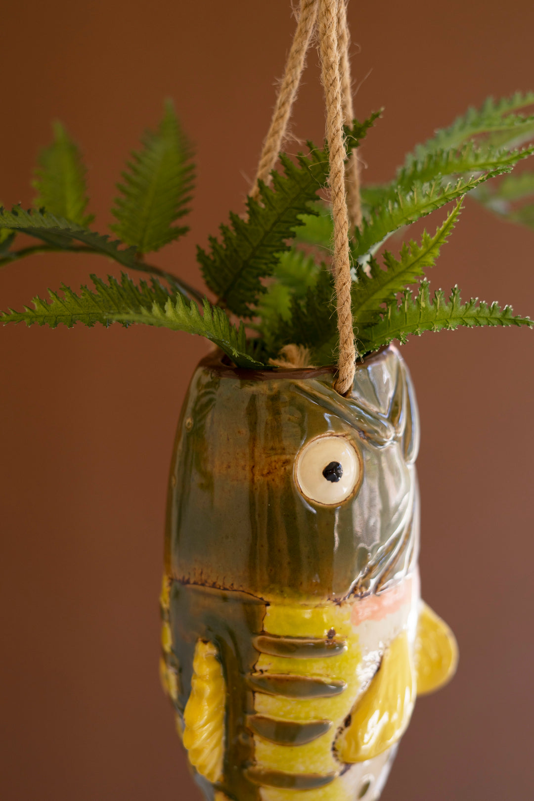 Ceramic Largemouth Bass Hanging Vase
