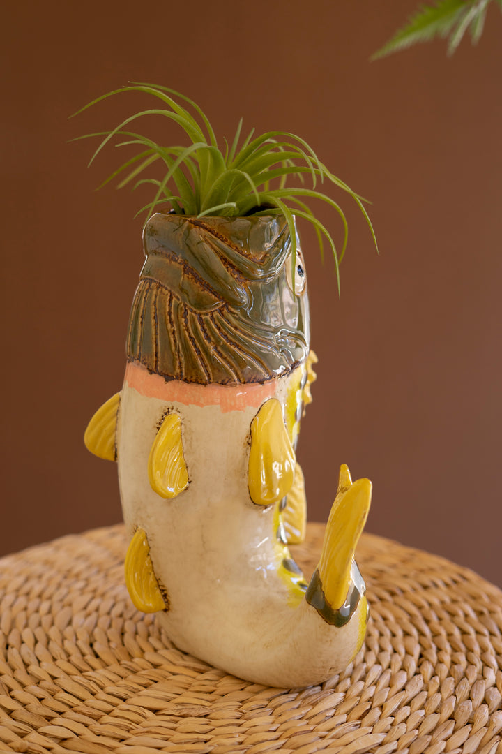 Ceramic Largemouth Bass Tabletop Vase