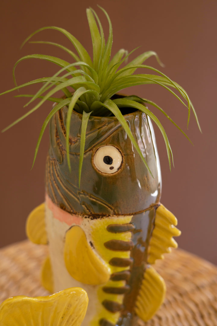 Ceramic Largemouth Bass Tabletop Vase
