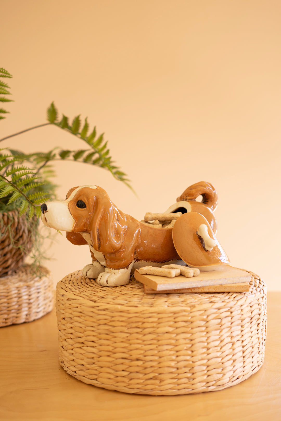 Ceramic Basset Hound Canister