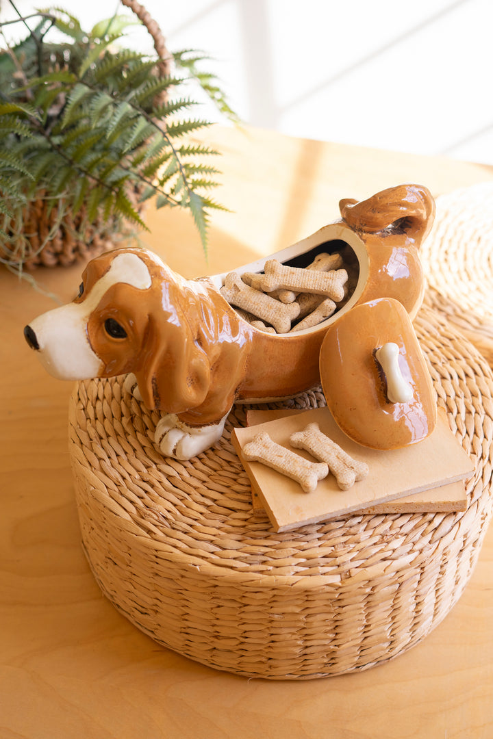 Ceramic Basset Hound Canister