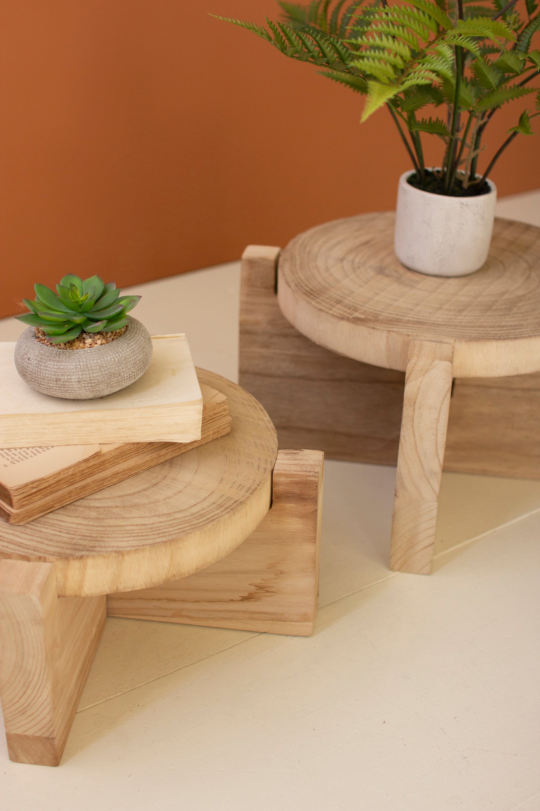 Set Of Two Wooden Display Stools - Thumbnail 2