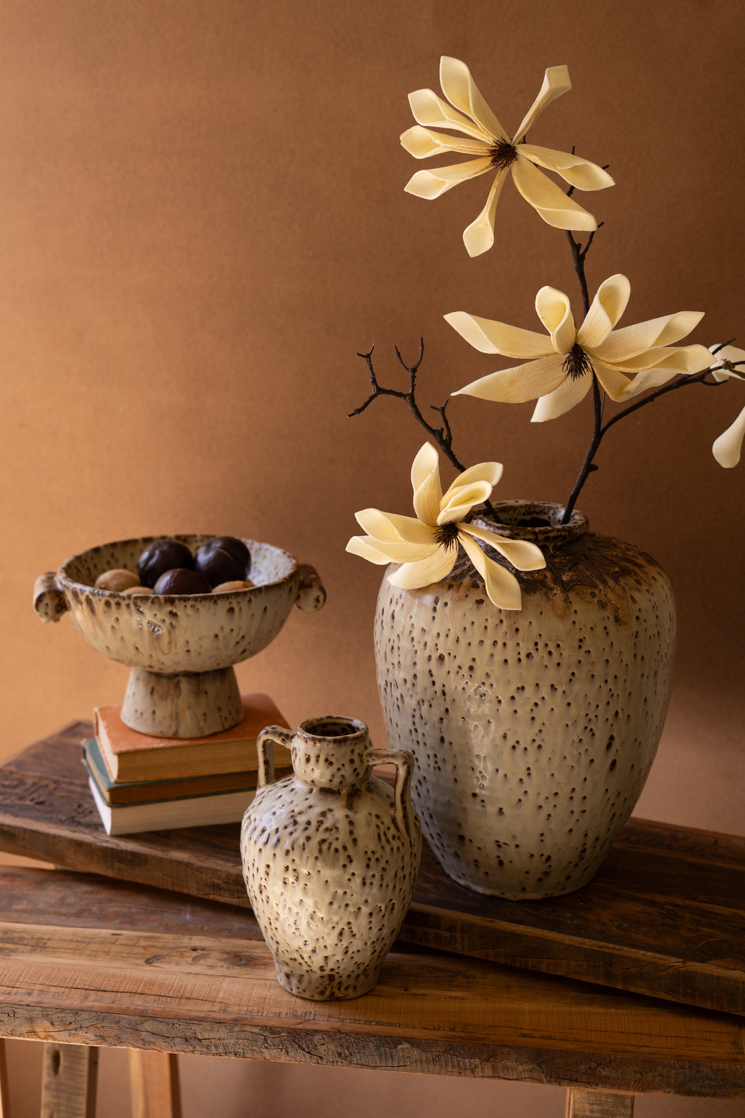 Rustic Ceramic Urn with Two Handles