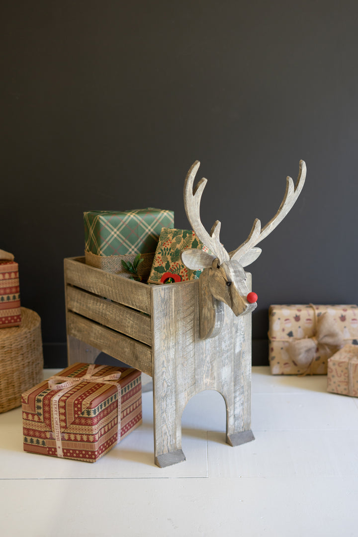 Recycled Wood Reindeer Crate