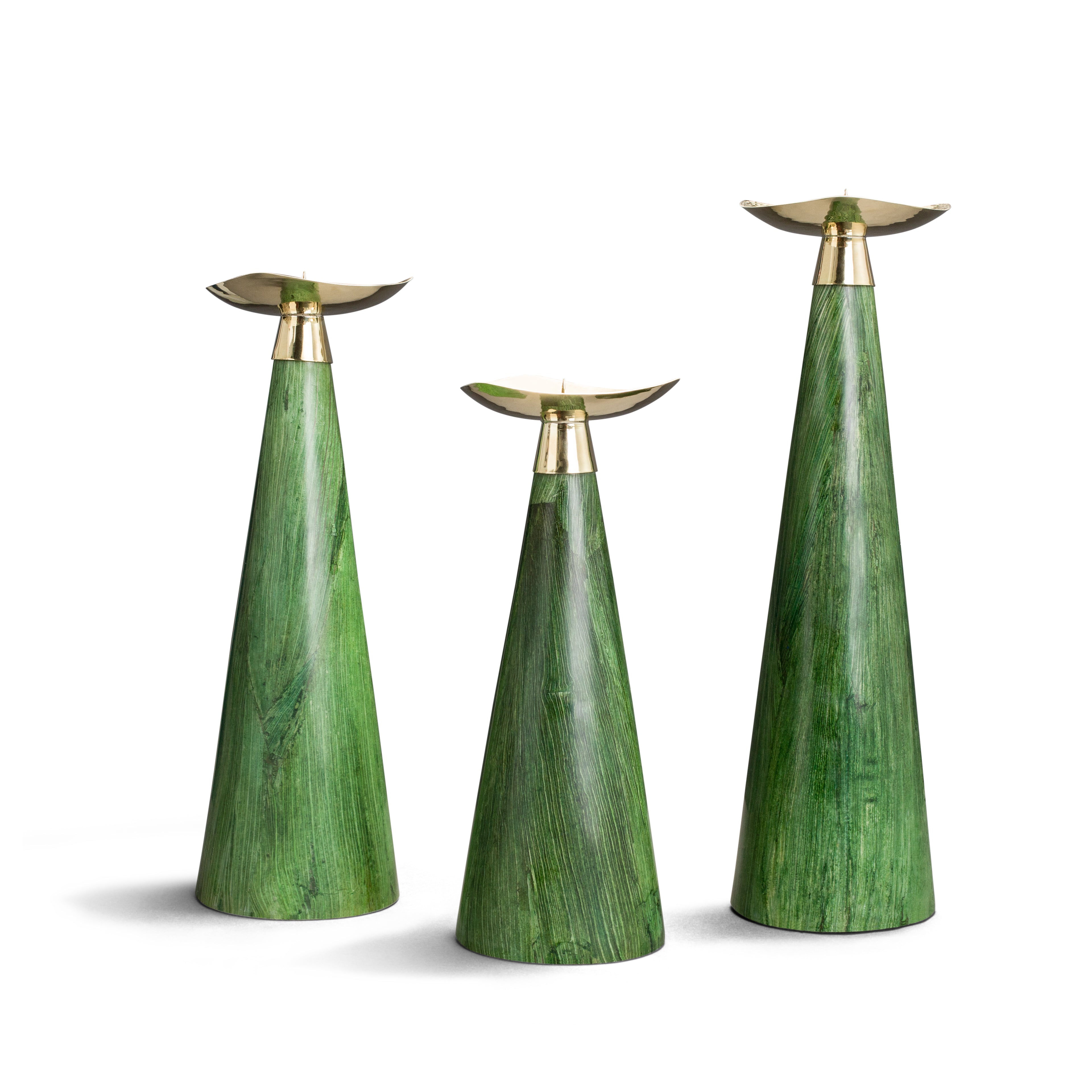 Ladorada Emerald Maize Candleholder Trio Set