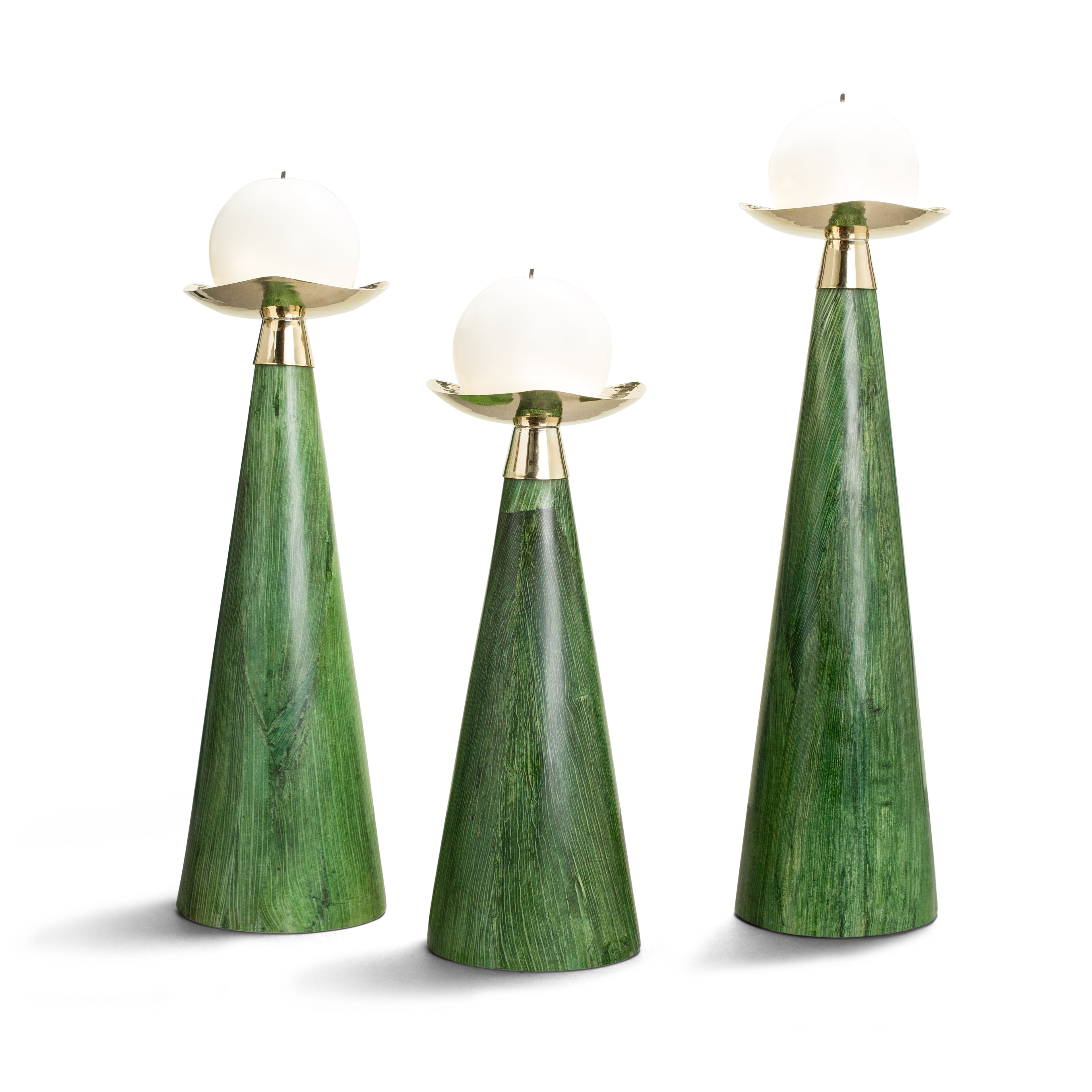 Ladorada Emerald Maize Candleholder Trio Set - Thumbnail 2