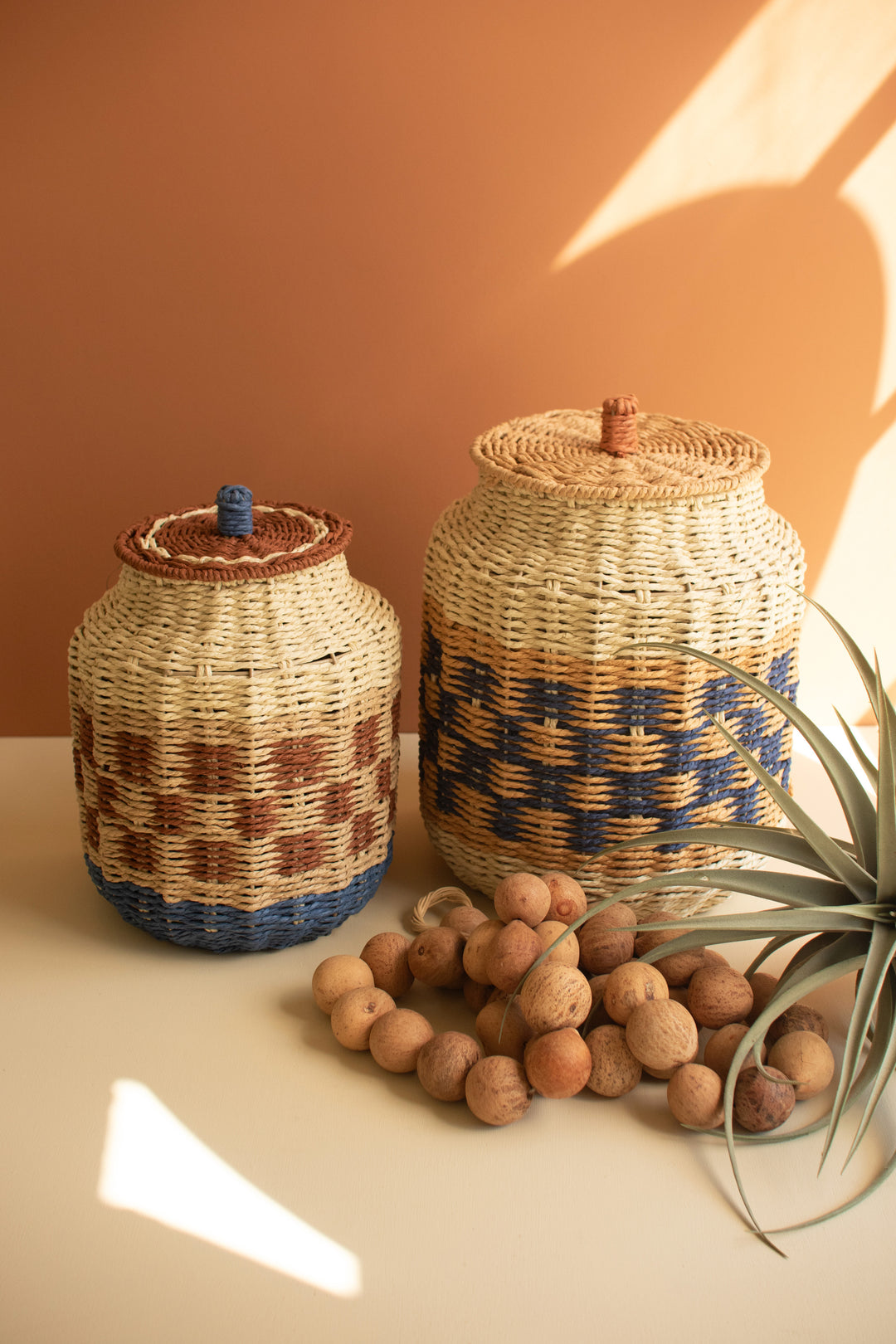 Set Of Two Twisted Paper Canisters
