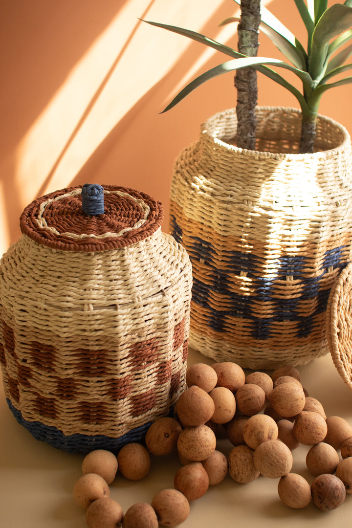 Set Of Two Twisted Paper Canisters