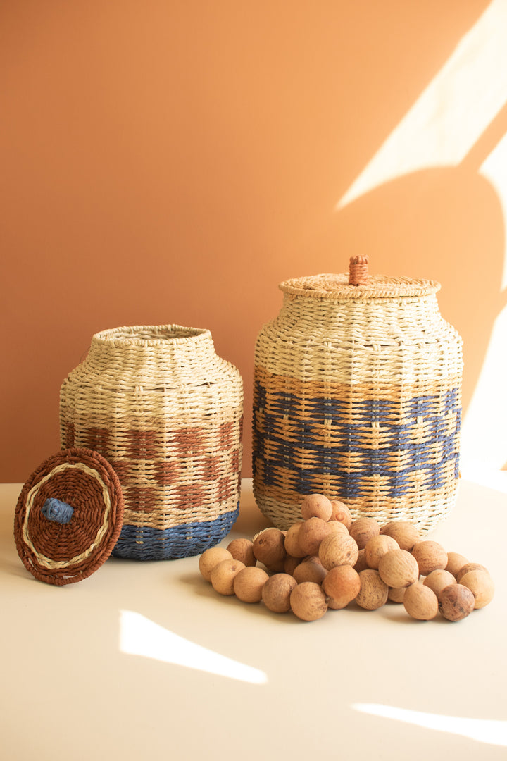 Set Of Two Twisted Paper Canisters