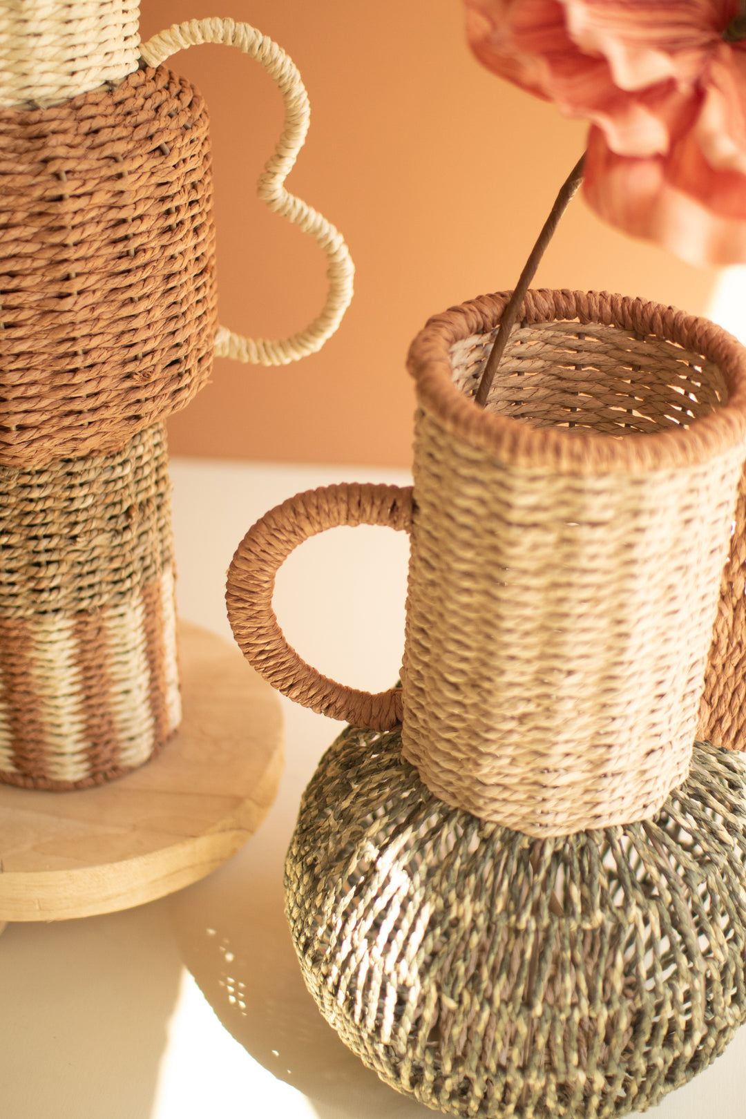 Set Of Two Twisted Paper Urns