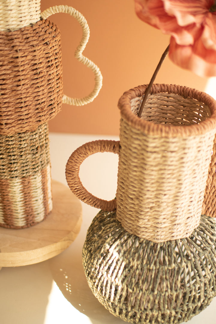 Set Of Two Twisted Paper Urns