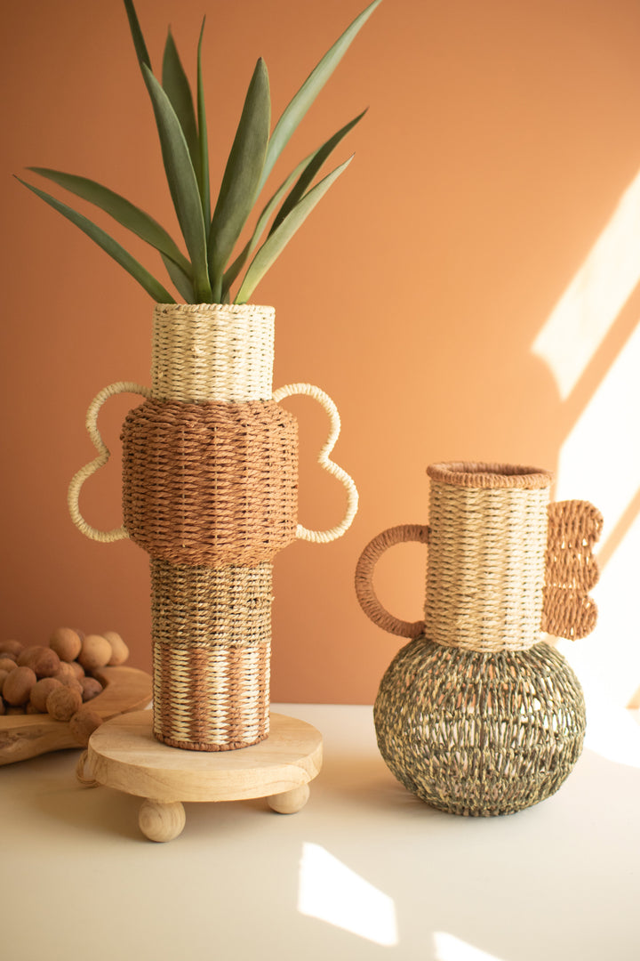 Set Of Two Twisted Paper Urns