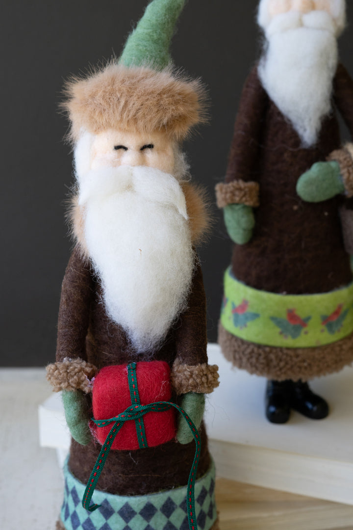 Set of 2 Felt Old World Santas