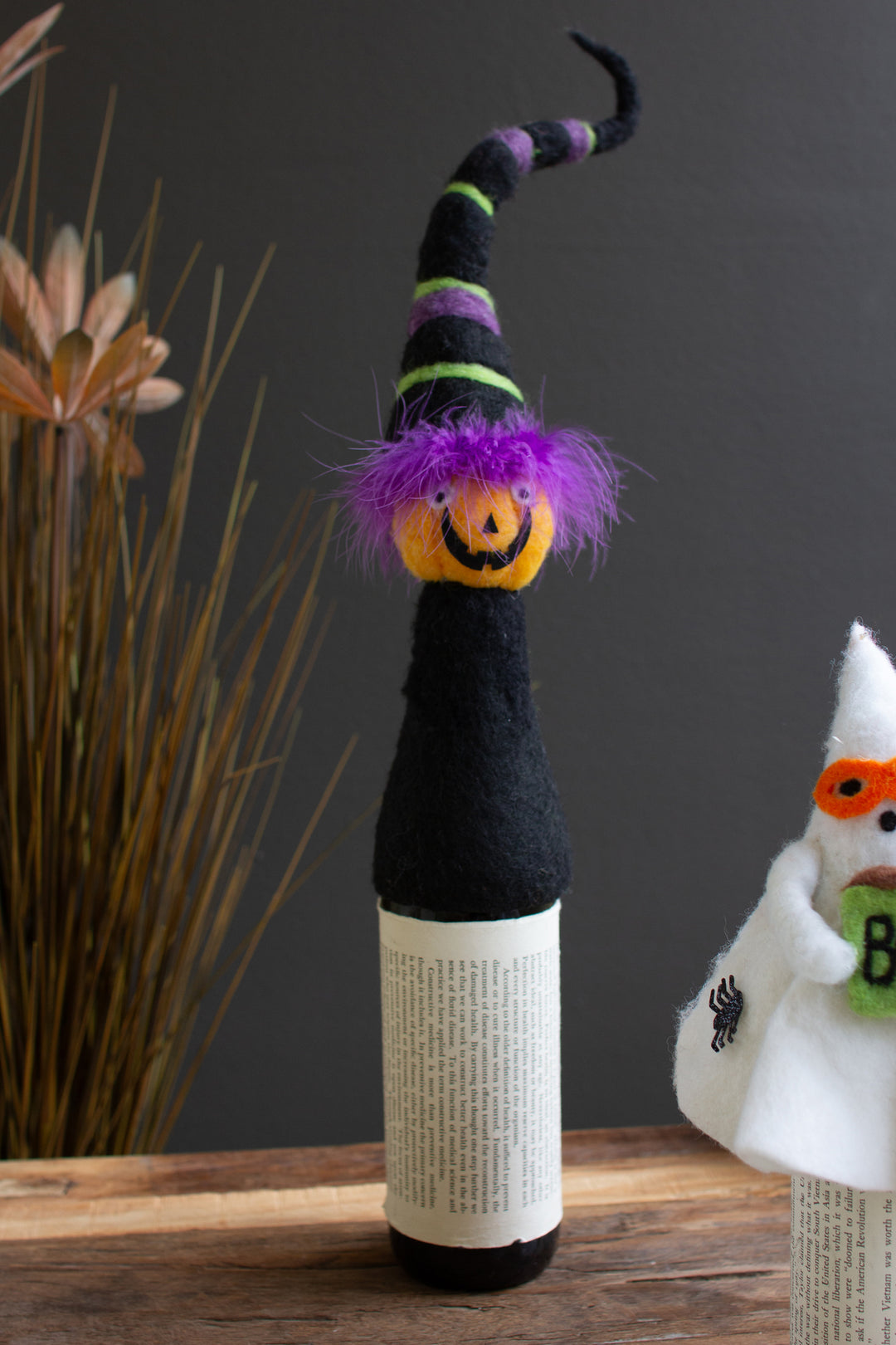 Felt Halloween Bottle Topper / Jack-O-Lantern Set/2