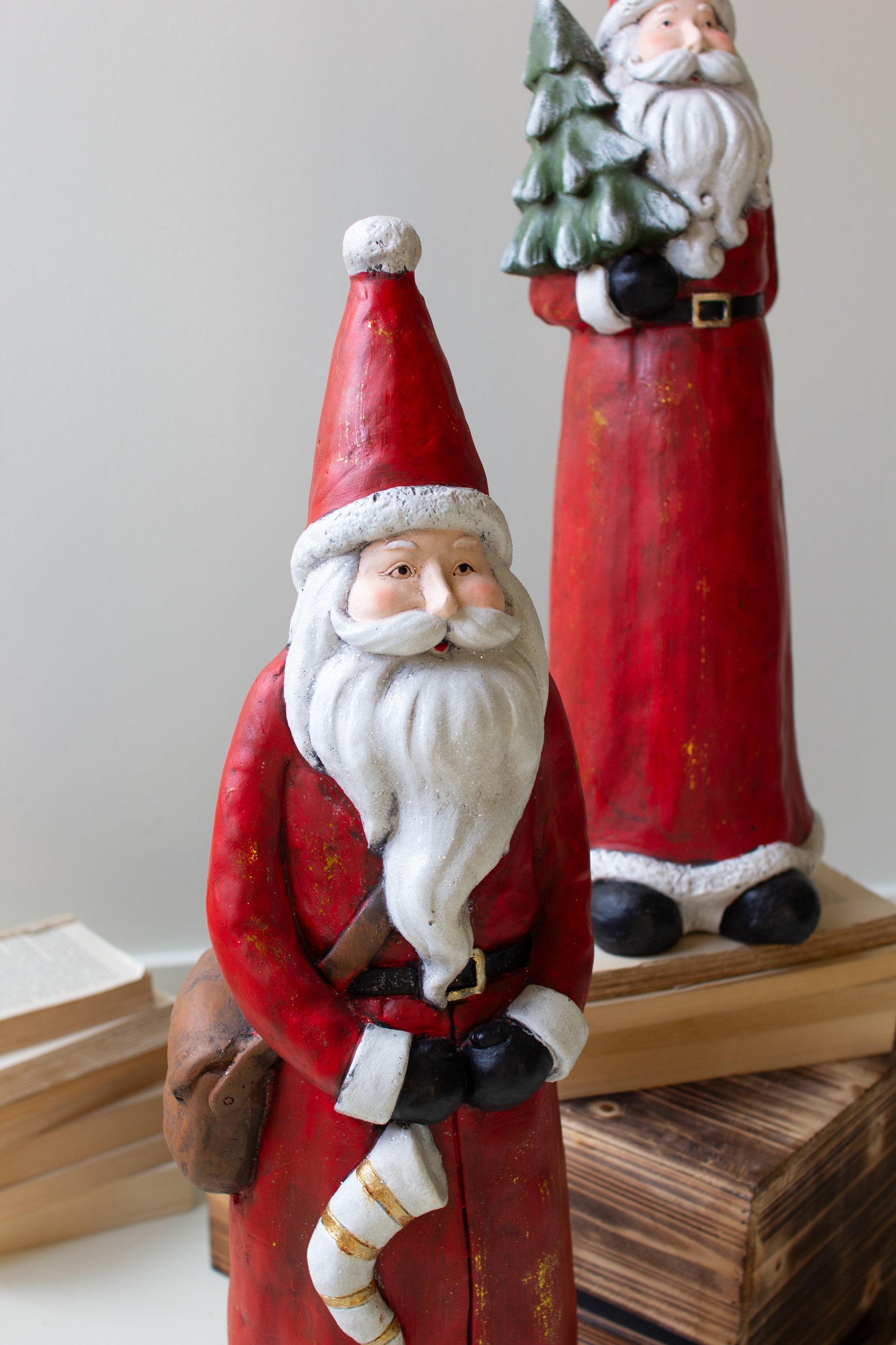 Set of 2 Resin Santas