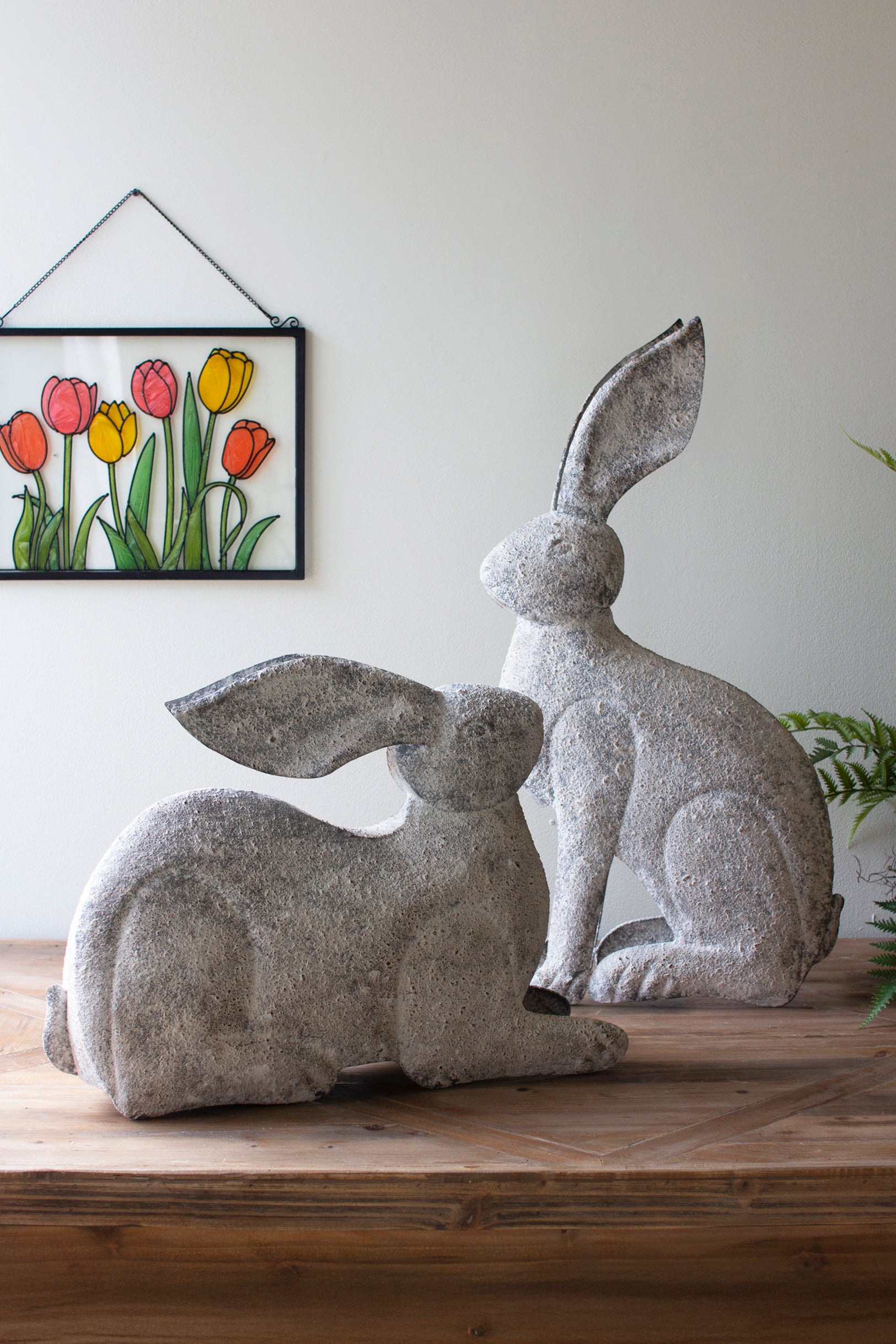 Set of 2 Rustic Metal Rabbits - Thumbnail 2