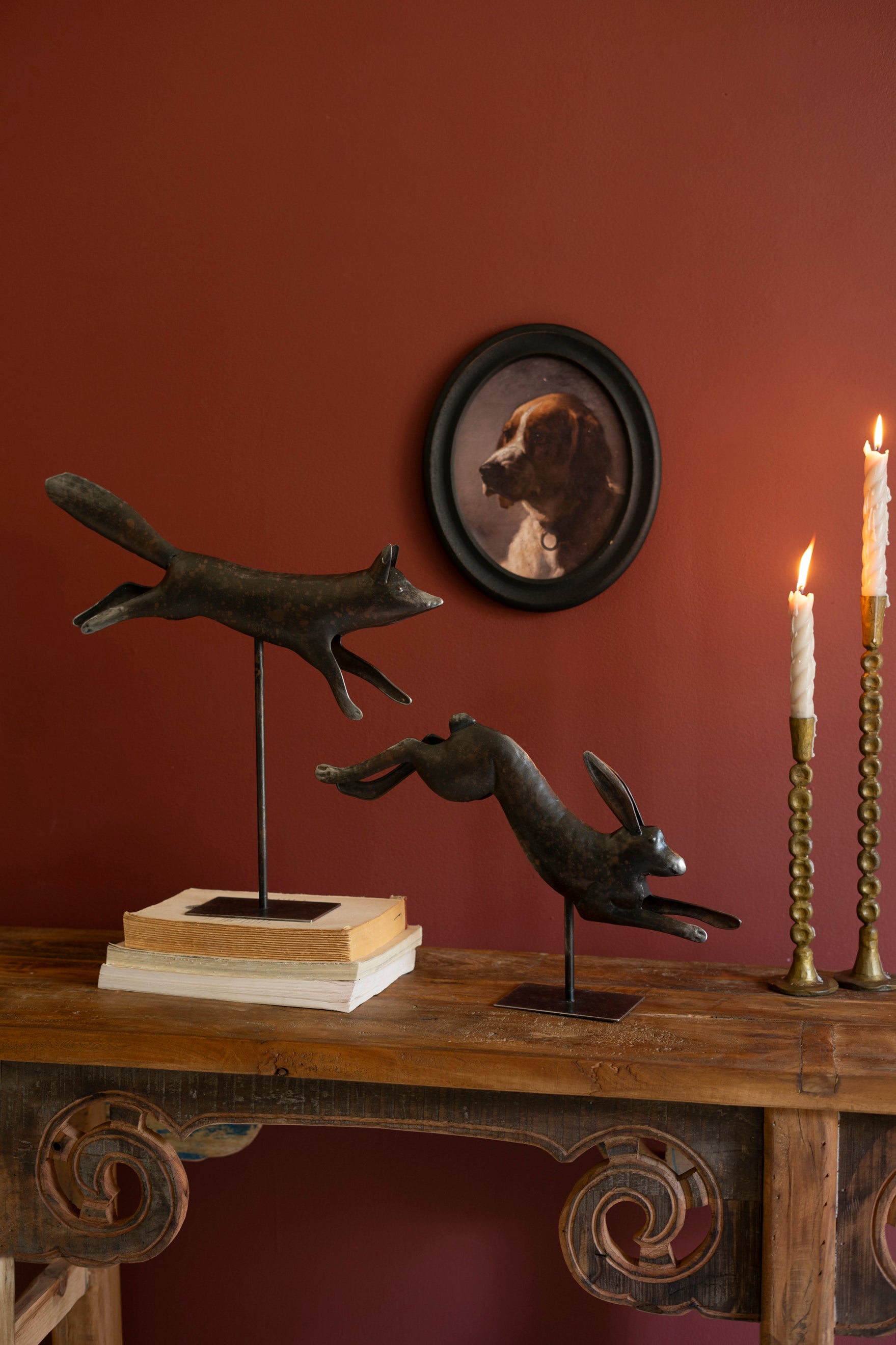 Set of 2 Metal Fox and Rabbit on Stands - Thumbnail 4