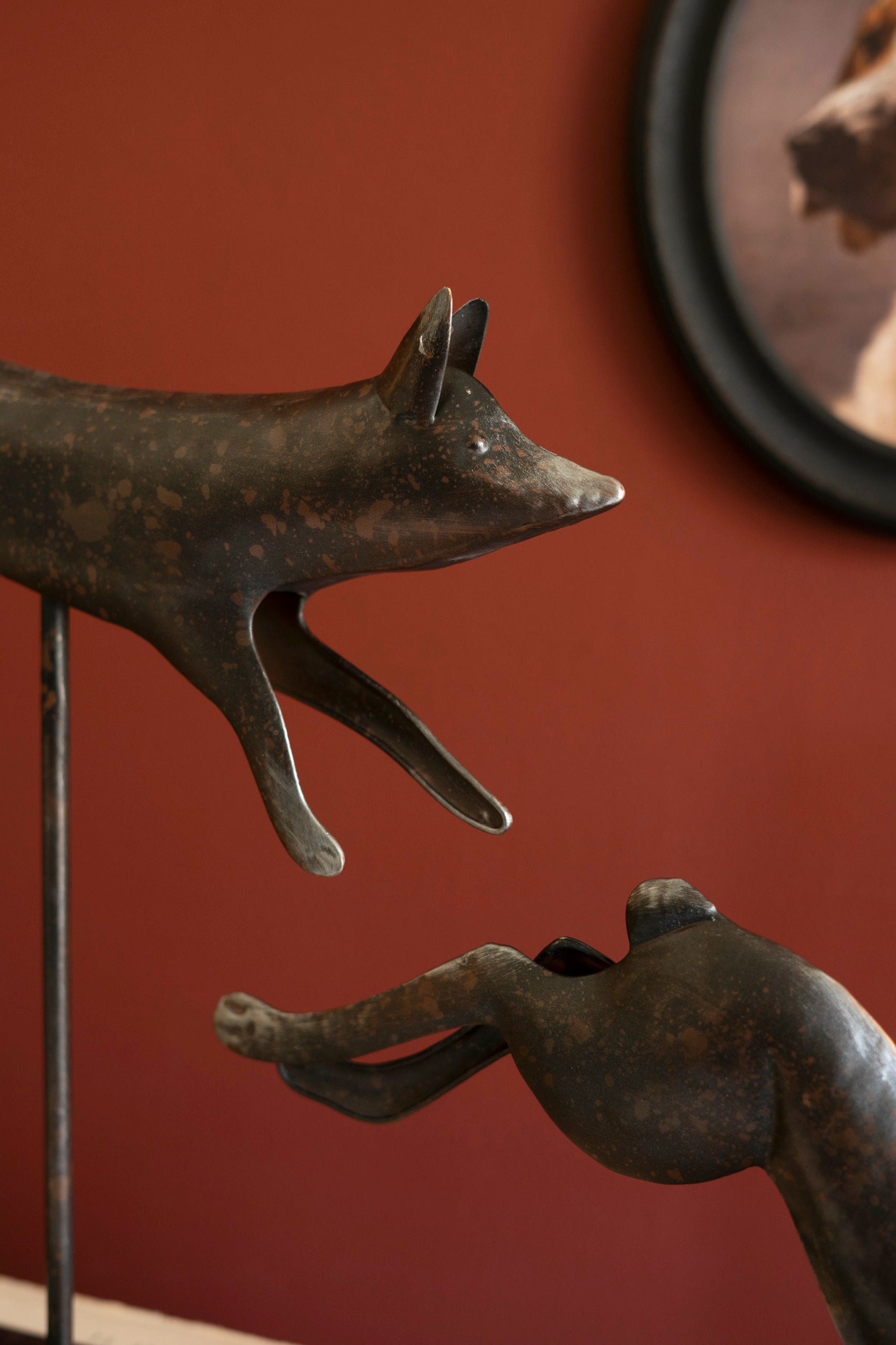 Set of 2 Metal Fox and Rabbit on Stands - Thumbnail 5