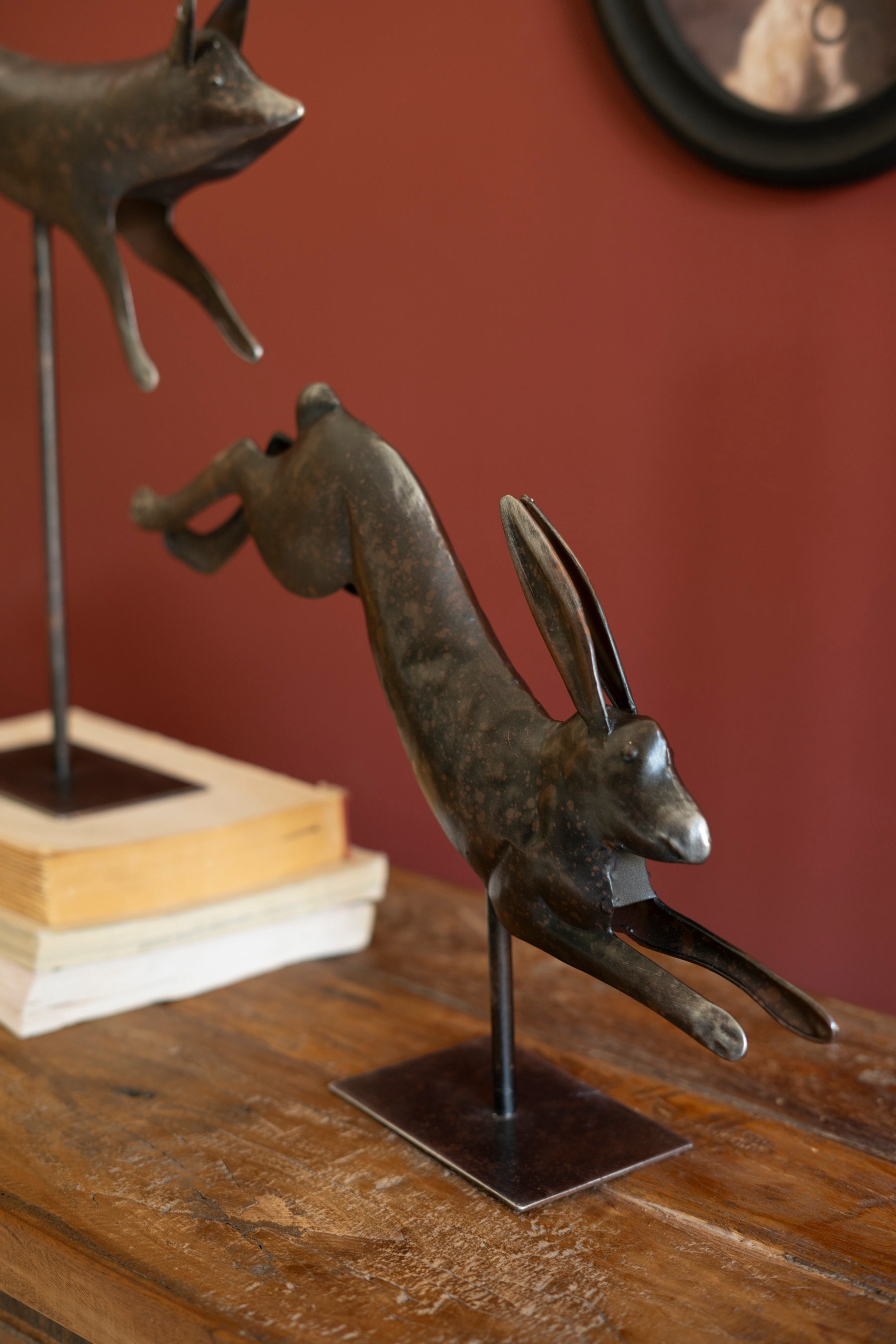 Set of 2 Metal Fox and Rabbit on Stands - Thumbnail 3