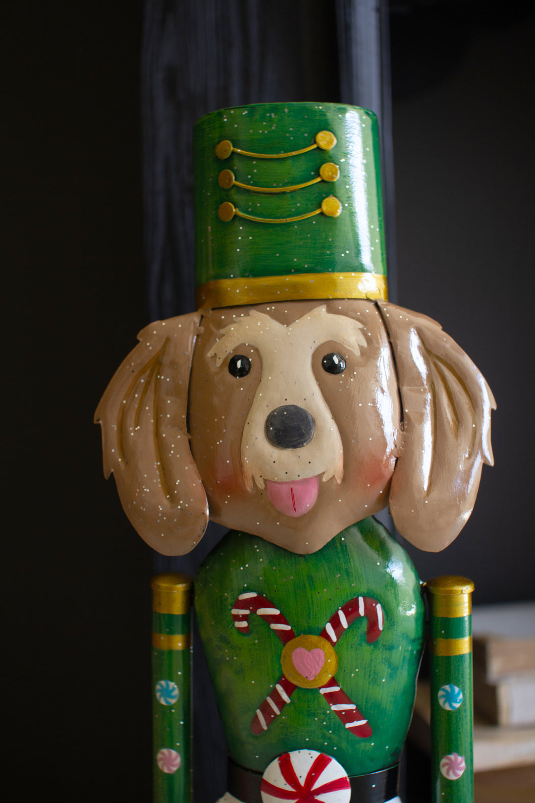 Set of 2 Painted Metal Christmas Dog Nutcrackers